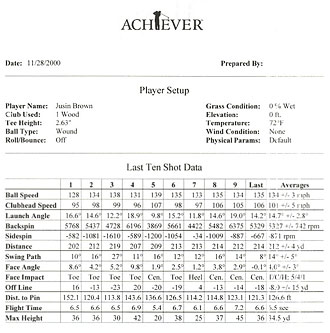 Achiever模拟高尔夫列印资料